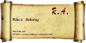 Rácz Adony névjegykártya